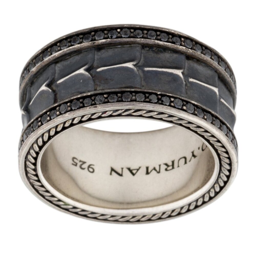 DAVID YURMAN STERLING SILVER 925 ARMORY DIAMOND BAND RING - Picture 3 of 9